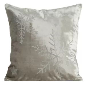 Poszewka na poduszkę świąteczna 45x45 cm welwetowa z lśniącymi kryształkami i elegancką lamówką Eurofirany