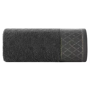 Ręcznik kąpielowy 50x90 cm bawełniany kolor stalowy zdobiony wzorem geometrycznym 500 g/m2 LAYLA Eurofirany