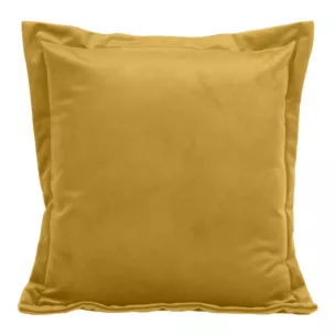 Poszewka na poduszkę 45x45 cm welwetowa z ozdobnymi brzegami musztardowa RIA DIVA LINE Eurofirany