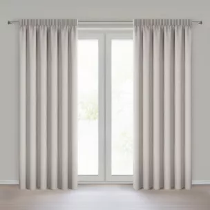 Zasłona beżowa 100% zaciemniająca o naturalnym widocznym splocie 140x270 cm taśma - ZOEY Eurofirany