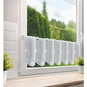 Tkanina firanowa zazdrostka zdobiona haftem kwiatów Eurofirany