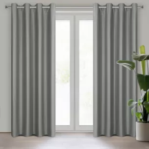 Zasłona stalowa przeplatana błyszczącą nicią zaciemniająca 140x250 przelotka SELINA Eurofirany