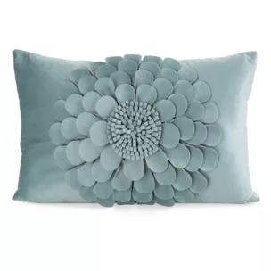 Poszewka na poduszkę 30 x 50 cm z welwetu kolor miętowy zdobiona kwiatem 3D FLORES 2 Eurofirany