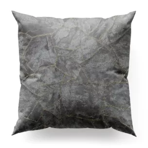 Poszewka szyta popielata z tkaniny z wzorem przetykanym błyszczącą nicią