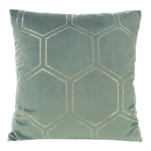 Poszewka na poduszkę 45x45 cm welwetowa ze złotym wzorem plastra miodu miętowo BLINK Eurofirany