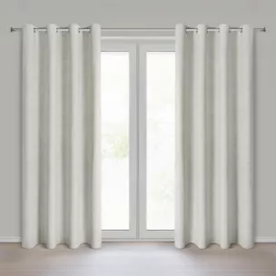 Zasłona beżowa o naturalnym melanżowym splocie 140x250 cm przelotka - LINDA Eurofirany