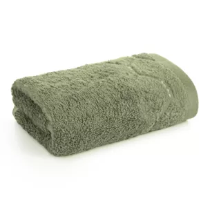 Ręcznik do rąk 30x50 cm bawełniany kolor zielony z welwetową geometryczną bordiurą 550 g/m2 LUMIA Eurofirany