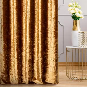 Tkanina zasłonowa z błyszczącego welwetu i efektem kreszowania Eurofirany