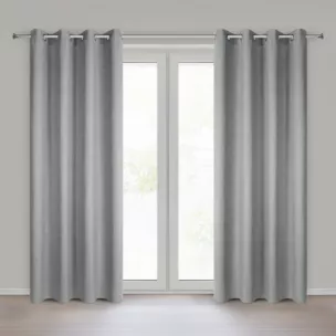 Zasłona o naturalnym splocie z efektem melanżu srebrna 140x250 cm przelotki - JULA2 Eurofirany