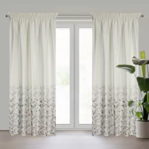 Zasłona kremowo, szampańska z nadrukiem metalicznym z welwetu 140x270 cm taśma MARIELA Eurofirany