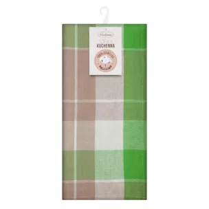 Komplet ściereczek kuchennych 2szt 50x70 cm bawełniany kolor zielony zdobionych w subtelną kratkę 200 g/m2 MONA Eurofirany