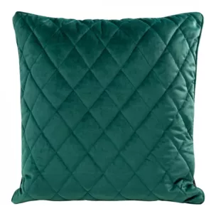 Poduszka 50 x 50 cm ciemnoturkusowa pikowana we wzór karo z ozdobną wypustką na brzegach VELVET 28 Eurofirany