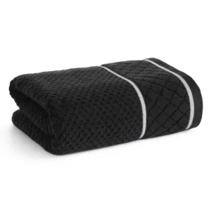 Ręcznik do rąk 30x50 cm bawełniany kolor czarny o strukturze krateczki z ozdobną bordiurą 500 g/m2 FAVORI Eurofirany