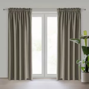 Zasłona ciemnobeżowa zaciemniająca gładka półmatowa 135x270 cm taśma LOGAN Eurofirany