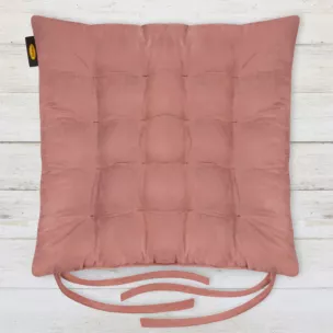 Poduszka na krzesło dwustronna 40 x 40 x 6 cm welurowa różowa z szesnastoma pikowaniami ADORE