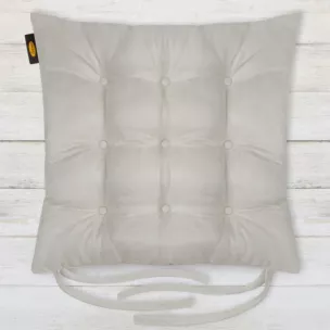 Poduszka na krzesło dwustronna 40 x 40 x 6 cm welurowa jasnoszara z dziewięcioma pikowaniami ADORE Eurofirany