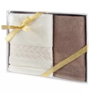 Zestaw ręczników bawełnianych 2 szt kolor kremowy, beżowy 450 g/m2 GLOW Eurofirany