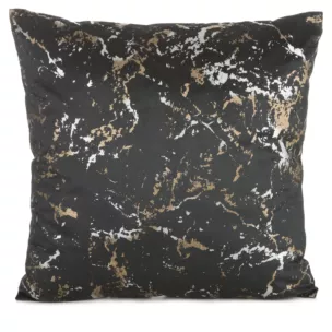 Poszewka na poduszkę 45x45 cm z szenilowej tkaniny z wytłaczanym wzorem roślinnym czarna DORI Eurofirany