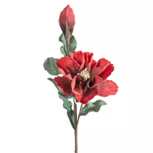 Kwiat sztuczny czerwony z plastycznej pianki foamiran 70 cm Eurofirany