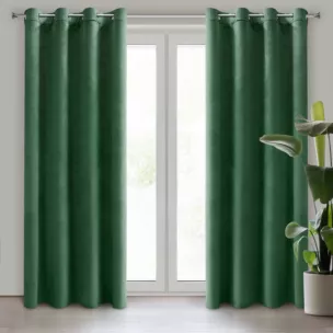 Zasłona ciemnozielona z tkaniny welwetowej 140x250 cm przelotka ROSA Design 91 Eurofirany