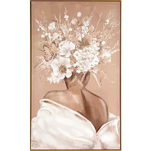 Obraz ręcznie malowany na płótnie kobieta w nakryciu głowy z kwiatów