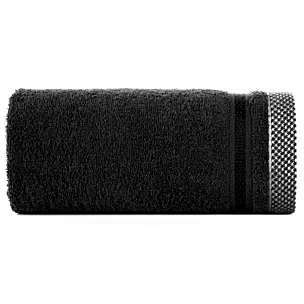 Ręcznik kąpielowy 70x140 cm bawełniany kolor czarny zero twist z bordiurą w paski 500 g/m2 ABBIE Eurofirany
