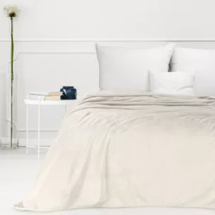 Koc 170x210 cm kremowy miękki w dotyku z wytłaczanym wzorem jodełki CINDY 5 DESIGN 91 Eurofirany