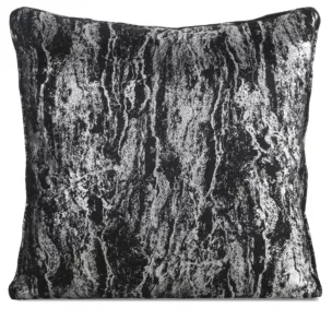 Poszewka na poduszkę 45x45 cm z przecieranym błyszczącym nadrukiem czarno, srebrna ELISE Eurofirany