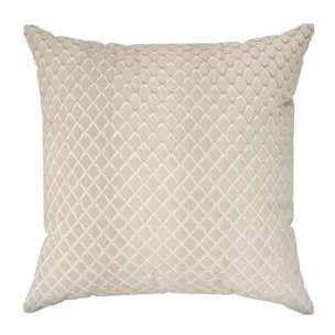 Poszewka szyta kremowo złota z szenilowej tkaniny w drobny geometryczny wzór przetykany błyszczącą nicią