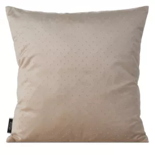 Poszewka na poduszkę 45x45 cm welwetowa zdobiona diamencikami beżowa ARIADNA Eurofirany