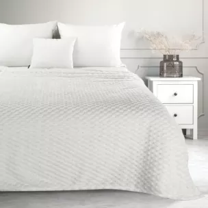 Koc  170x210 cm biały bardzo miękki w dotyku z wytłaczanym wzorem 3D CINDY 6 DESIGN 91 Eurofirany