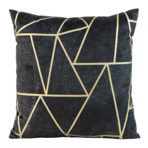 Poszewka na poduszkę 45x45 cm welwetowa z złotym nadrukiem geometrycznym grafitowa BLINK 29 Eurofirany