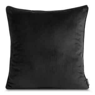 Poszewka na poduszkę 45x45 cm z miękkiego welwetu wykończona lamówką czarna MADIE Eurofirany