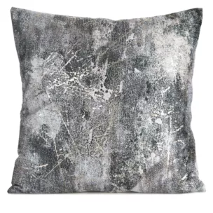 Poszewka na poduszkę 45x45 cm welwetowa zdobiona metalicznym wzorem szara ESTER Eurofirany
