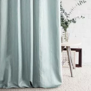 Zasłona szyta na taśmie fala BECKY błękitna w nieregularny marmurkowy wzór z lekkim połyskiem