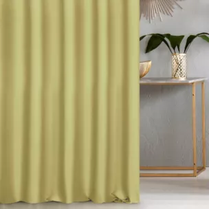 Zasłona szyta na taśmie 5 cm musztardowo oliwkowa z gładkiej tkaniny zaciemniającej typu blackout