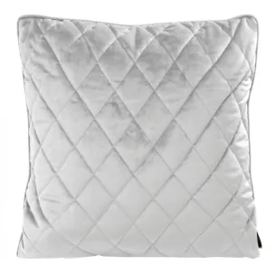 Poszewka na poduszkę 45x45 cm welwetowa pikowana we wzór karo z ozdobną wypustką na brzegach srebrna VELVET 27 EUROFIRANY PREMIUM