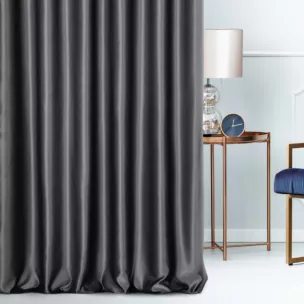 Zasłona szyta na taśmie fala stalowa z jednokolorowej gładkiej tkaniny