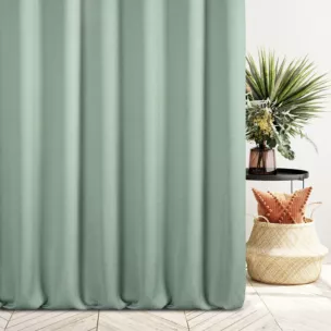 Zasłona szyta na przelotkach szałwiowa z tkaniny o naturalnym splocie z efektem melanżu