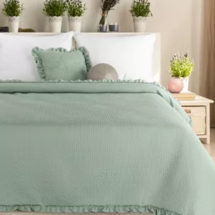 Narzuta szałwiowa pikowana metodą hot press z ozdobną falbanką 170x210 cm FALBANKA Design 91  Eurofirany