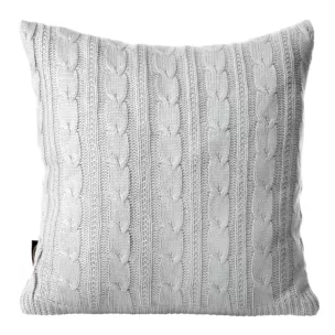 Poszewka na poduszkę 45x45 cm jedwabista z drobnym plecionym wzorem srebrna AKRYL 5 Eurofirany