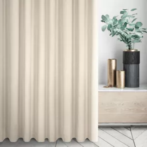 Zasłona szyta na taśmie 5 cm beżowa z tkaniny strukturalnej z delikatnym połyskiem