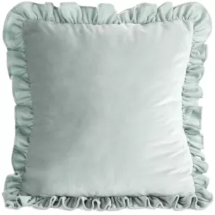 Poszewka na poduszkę 60x60 cm z aksamitnego welwetu zdobiona na brzegach falbanami szałwiowa BRENDA EUROFIRANY PREMIUM