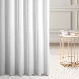 Firana szyta na taśmie fala naturalna z półmatowej etaminy o luźnym splocie, wykończona obciążnikiem