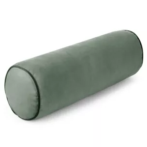 Poduszka dekoracyjna wałek 45 x 15 cm welwetowa jasnomiętowa zdobiony kontrastującą lamówką GAJA Eurofirany