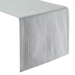 Bieżnik na stół popielaty 40x180 cm z żakardowej tkaniny FLASH świąteczny w krateczkę przetykany srebrną nicią