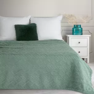 Koc  200x220 cm miętowy z ozdobnym plecionym warkoczem DESIGN 91 Eurofirany
