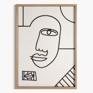 Obraz abstrakcja beżowo, czarny nadruk na płótnie oprawiony w ramkę 50x70 cm  Eurofirany