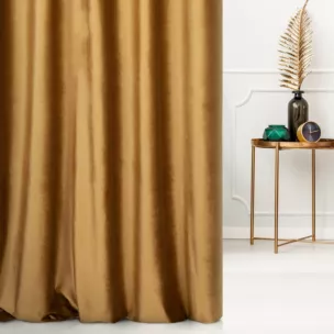 Zasłona szyta na taśmie fala brązowa z miękkiej półmatowej tkaniny welwetowej