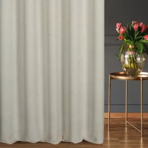 Zasłona szyta na flexach kremowa z tkaniny szenilowej z efektem melanżu